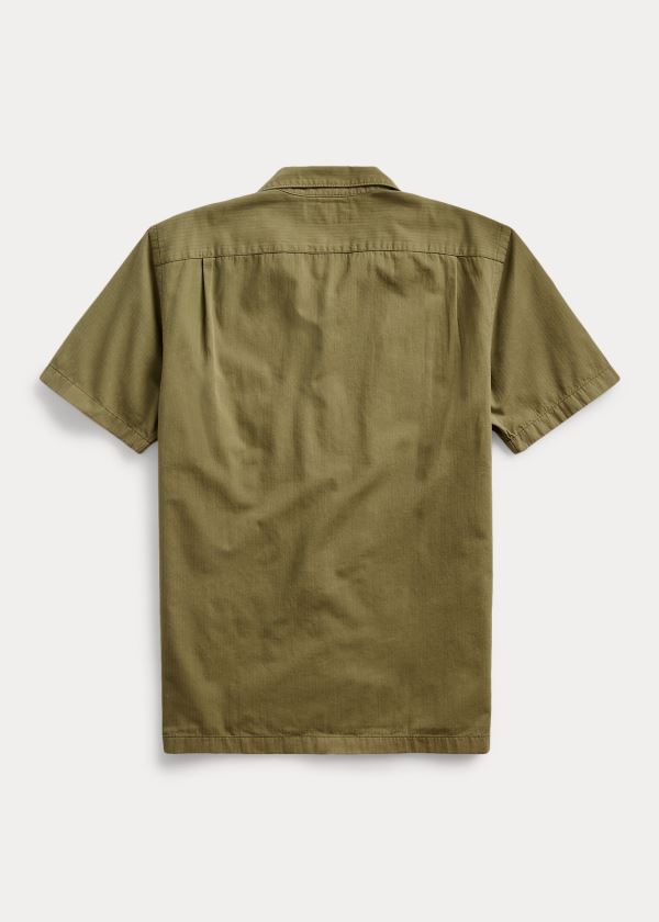 Koszule Ralph Lauren Herringbone Twill Camp Shirt Męskie Oliwkowe | ZQOX5951