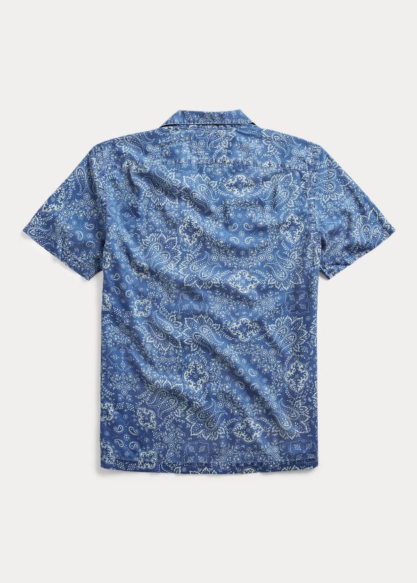 Koszule Ralph Lauren Indigo Bandanna-Print Shirt Męskie Indygo | QTAR0901