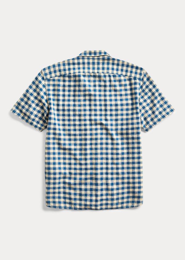 Koszule Ralph Lauren Indigo Checked Shirt Męskie Kremowe Indygo | JLFE7379