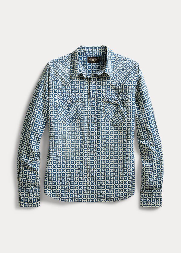 Koszule Ralph Lauren Indigo Print Western Shirt Damskie Głęboka Indygo Kremowe | XPYL1660