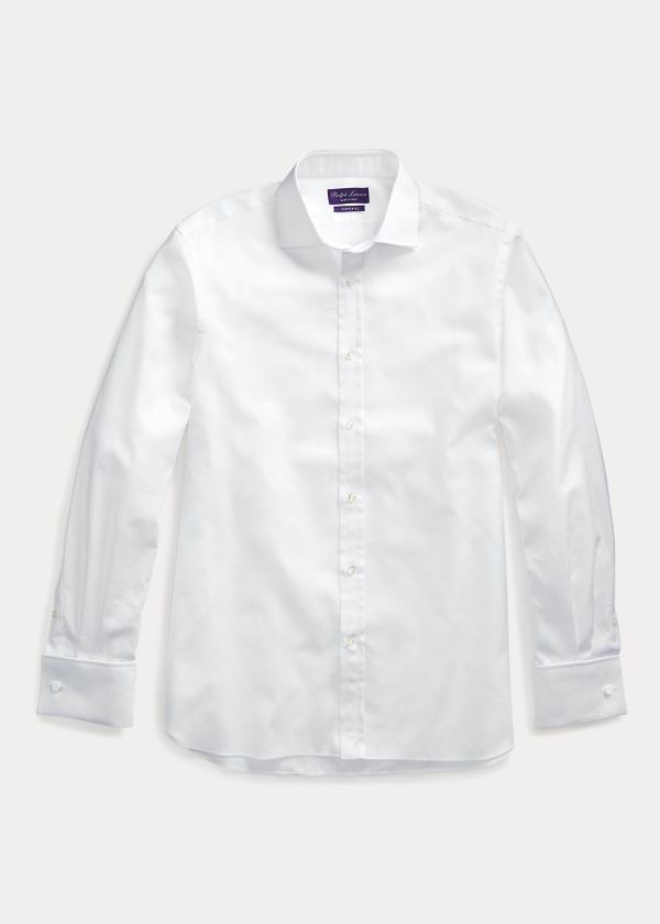 Koszule Ralph Lauren Jacquard French-Cuff Shirt Męskie Białe | EVIW6861