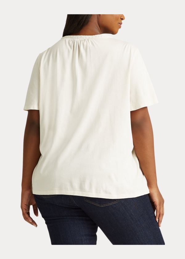 Koszule Ralph Lauren Jersey Flutter-Sleeve Top Damskie Kremowe | CPTF6032