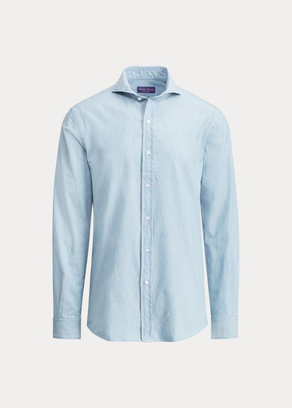 Koszule Ralph Lauren Keaton Tailored Chambray Shirt Męskie Niebieskie Niebieskie | OZTA9878