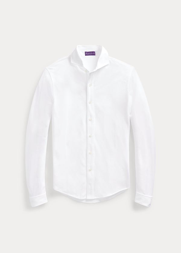 Koszule Ralph Lauren Keaton Washed Piqu? Shirt Męskie Białe | IEJP7572