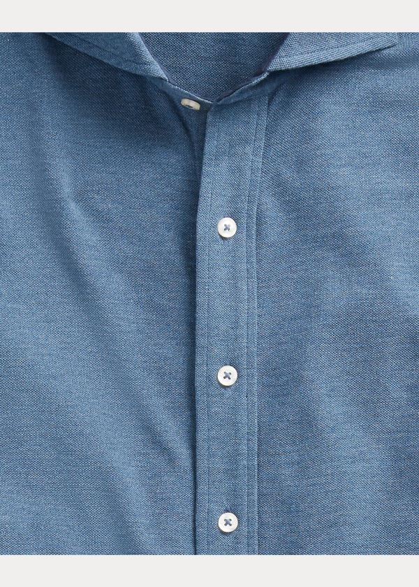 Koszule Ralph Lauren Keaton Washed Piqu? Shirt Męskie Niebieskie | SBGY4907