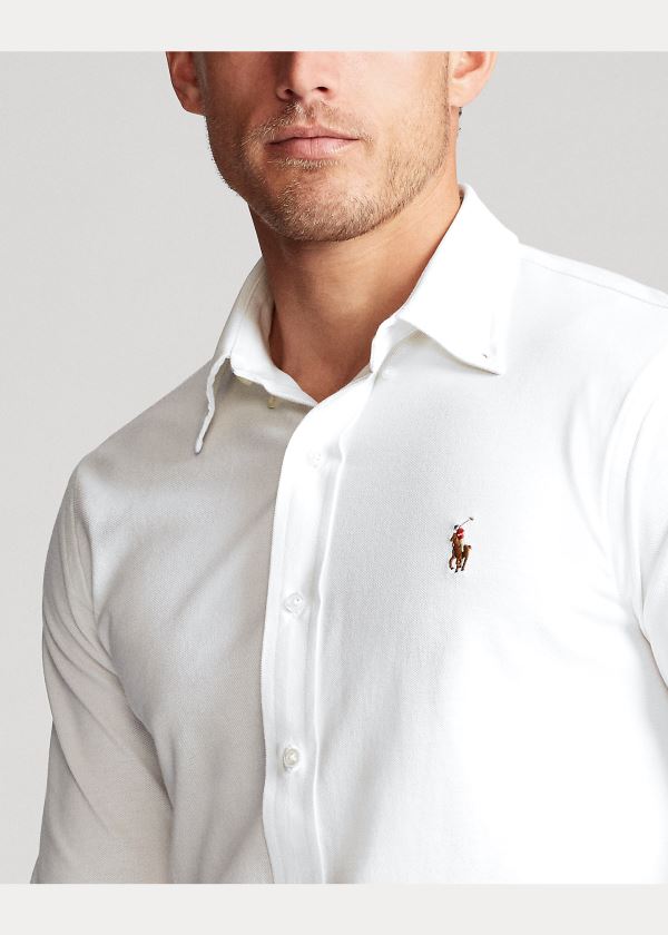 Koszule Ralph Lauren Knit Oxford Shirt Męskie Białe | UKQX3667