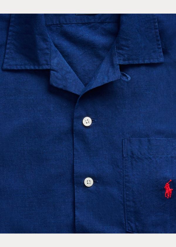 Koszule Ralph Lauren Lightweight Camp Shirt Męskie Granatowe Królewski Niebieski | KNID6932