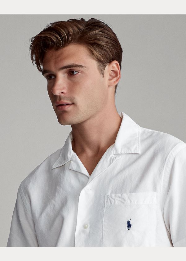 Koszule Ralph Lauren Lightweight Camp Shirt Męskie Białe | BGQT7839