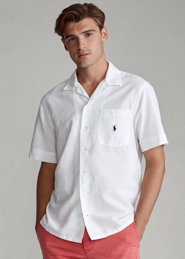 Koszule Ralph Lauren Lightweight Camp Shirt Męskie Białe | BGQT7839