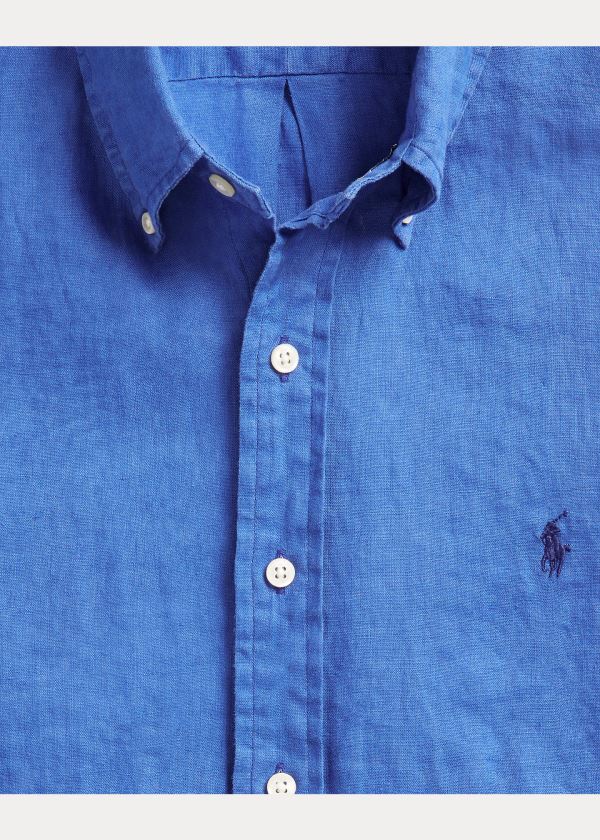 Koszule Ralph Lauren Lightweight Linen Shirt Męskie Królewski Niebieski Niebieskie | GPPJ1459