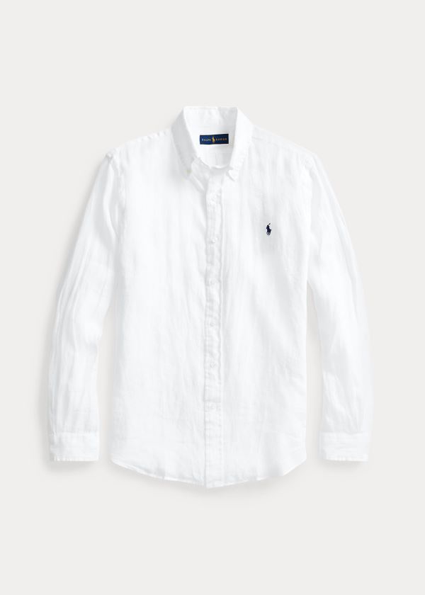 Koszule Ralph Lauren Lightweight Linen Shirt Męskie Białe | PNHF3051