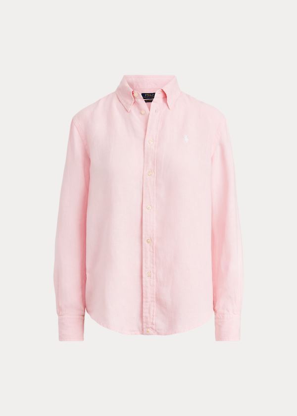 Koszule Ralph Lauren Linen Shirt Damskie Różowe | SGFS6463