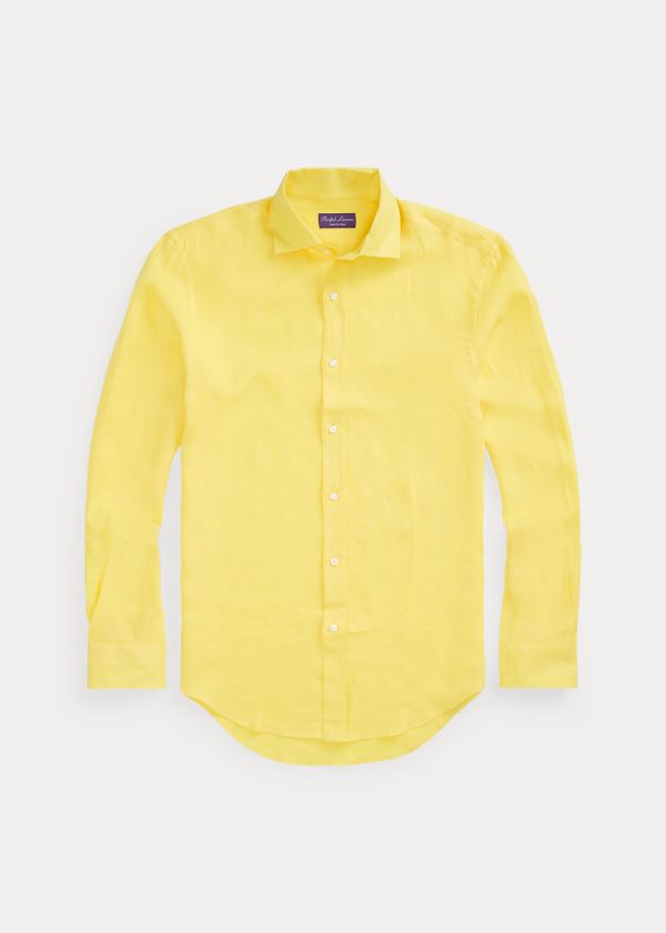 Koszule Ralph Lauren Linen Shirt Męskie Żółte | RRRS6526