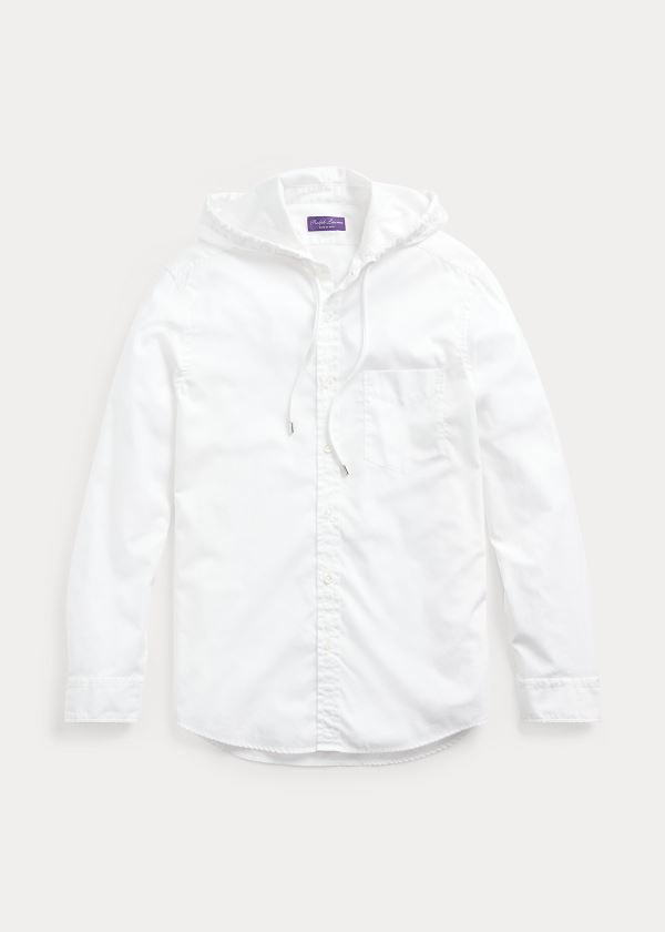 Koszule Ralph Lauren Oxford Hooded Shirt Męskie Białe | HYOJ8606