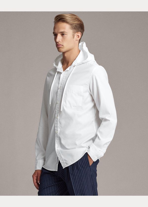 Koszule Ralph Lauren Oxford Hooded Shirt Męskie Białe | HYOJ8606