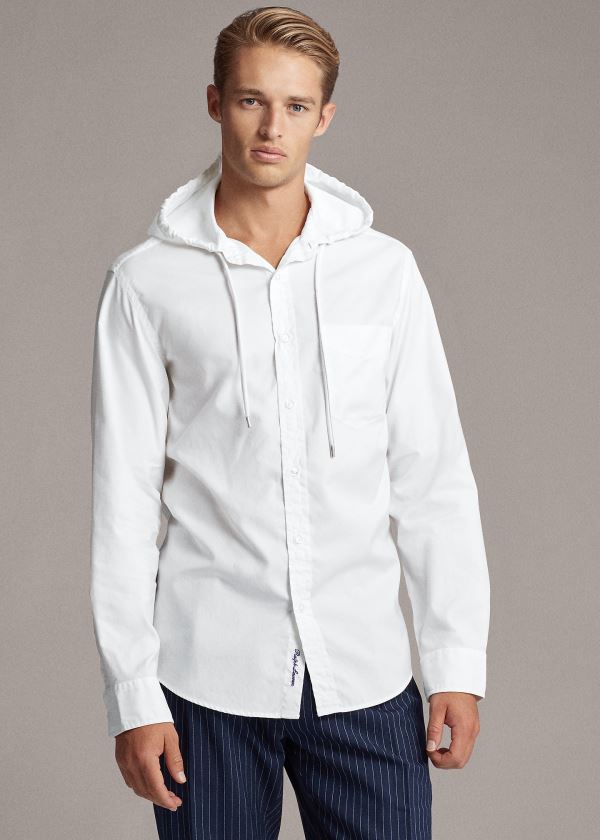 Koszule Ralph Lauren Oxford Hooded Shirt Męskie Białe | HYOJ8606