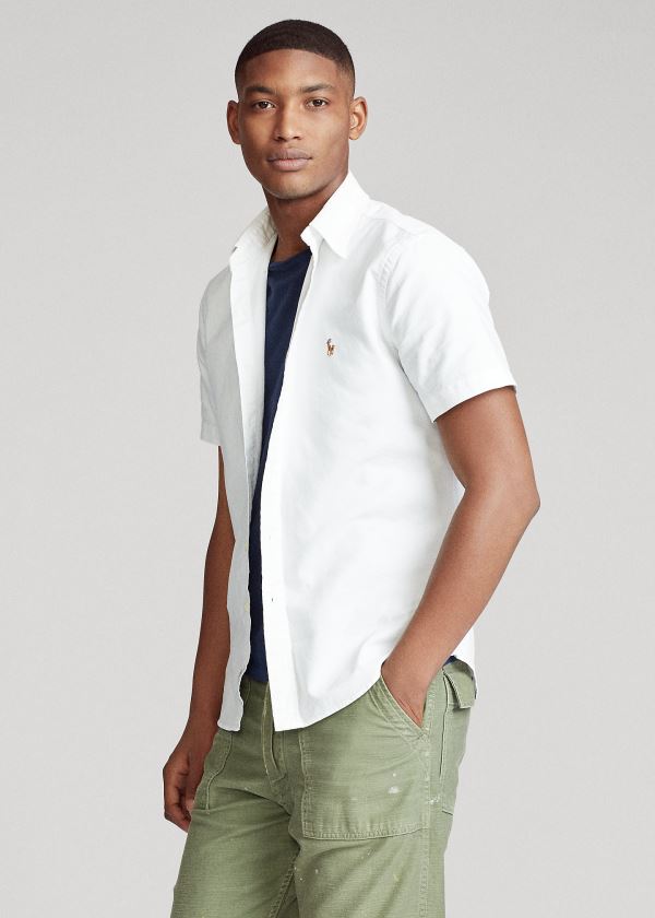 Koszule Ralph Lauren Oxford Short-Sleeve Shirt - All fits Męskie Białe | HQEG0944