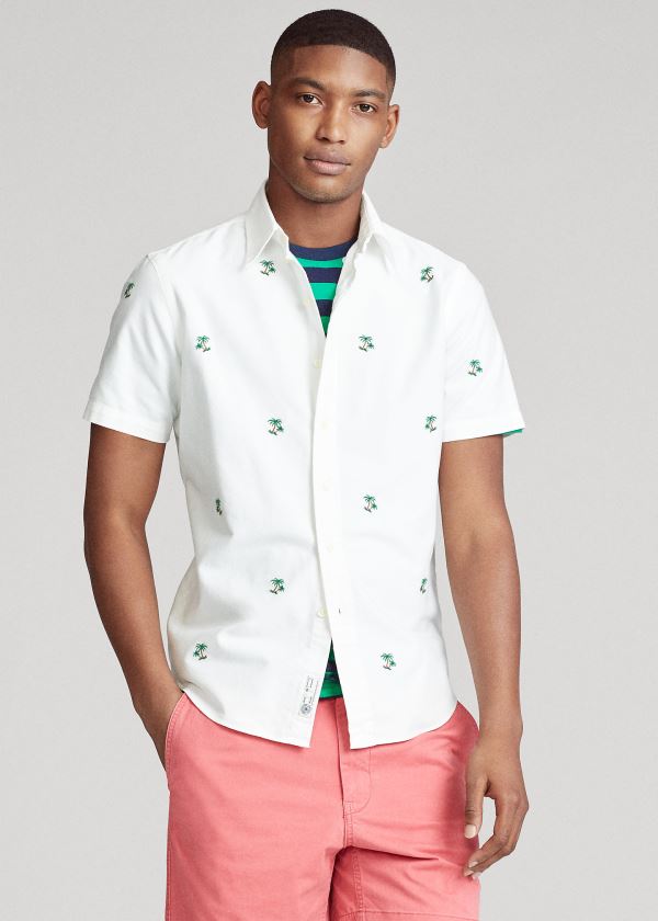 Koszule Ralph Lauren Palm Tree Oxford Shirt Męskie Białe | XULX0023