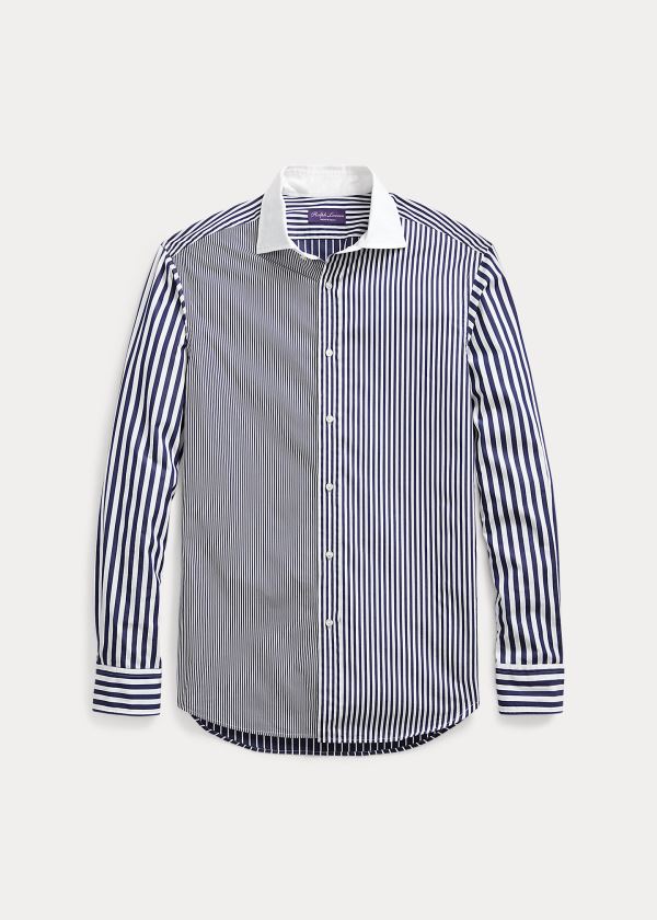 Koszule Ralph Lauren Patchwork Bengal-Stripe Shirt Męskie Szare Niebieskie | QGWL0273