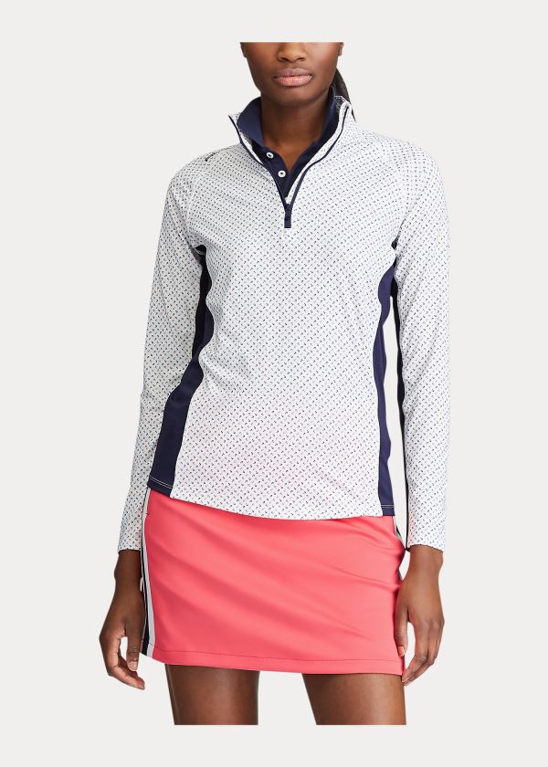 Koszule Ralph Lauren Performance Golf Quarter-Zip Damskie Białe Kolorowe | UPOV8055