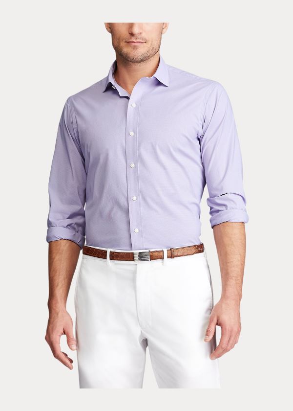 Koszule Ralph Lauren Performance Stretch Shirt Męskie Głęboka Fioletowe Białe | YVJW9484