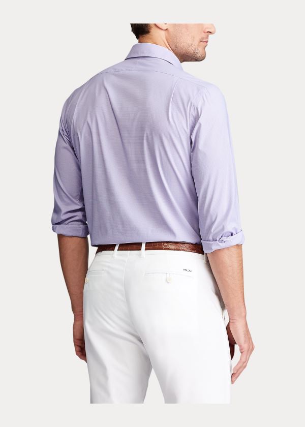 Koszule Ralph Lauren Performance Stretch Shirt Męskie Głęboka Fioletowe Białe | YVJW9484