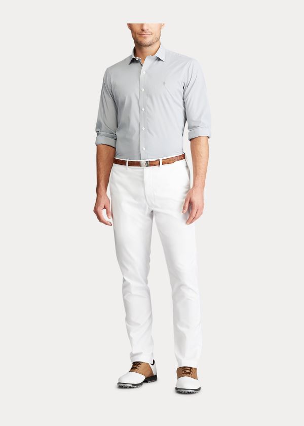 Koszule Ralph Lauren Performance Stretch Shirt Męskie Szare Białe | SJPH8719