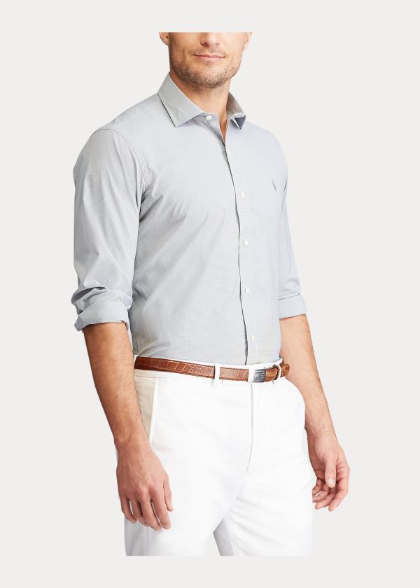 Koszule Ralph Lauren Performance Stretch Shirt Męskie Szare Białe | SJPH8719