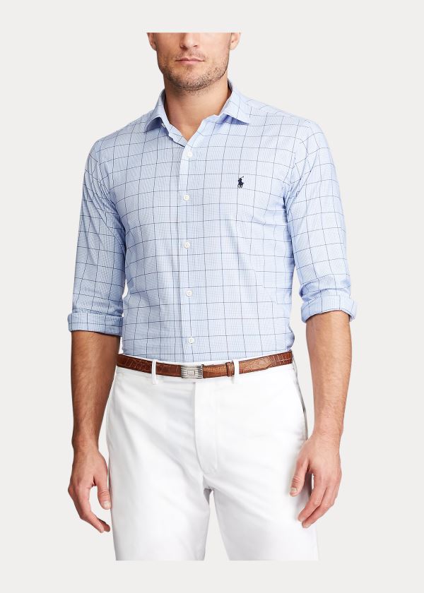 Koszule Ralph Lauren Performance Twill Shirt Męskie Niebieskie Granatowe | APRY6235