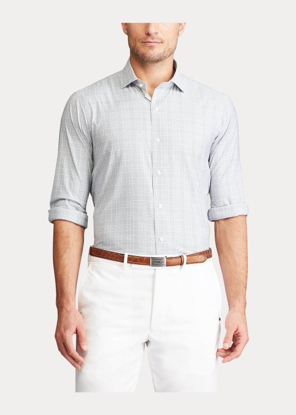 Koszule Ralph Lauren Performance Twill Shirt Męskie Szare Fioletowe | AHQA6923