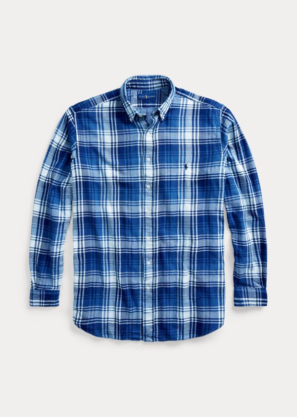 Koszule Ralph Lauren Plaid Double-Faced Shirt Męskie Granatowe Białe | GGQZ2364