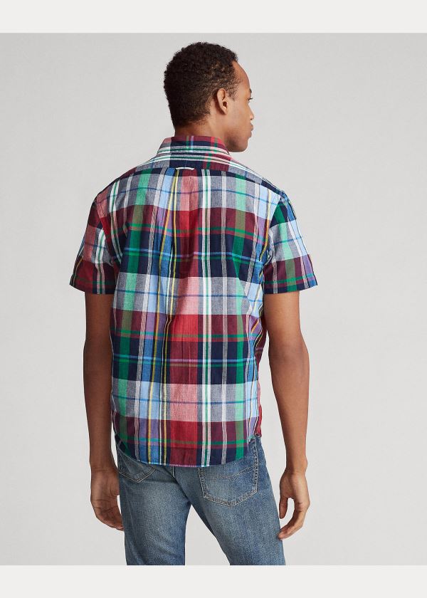 Koszule Ralph Lauren Plaid Madras Shirt Męskie Głęboka Niebieskie Fioletowe Kolorowe | ACTL9332