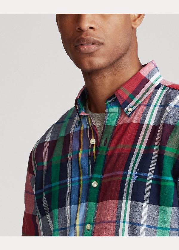 Koszule Ralph Lauren Plaid Madras Shirt Męskie Głęboka Niebieskie Fioletowe Kolorowe | ACTL9332