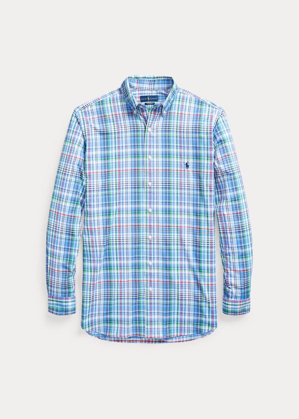 Koszule Ralph Lauren Plaid Performance Twill Shirt Męskie Niebieskie Zielone Kolorowe | YYGB8241