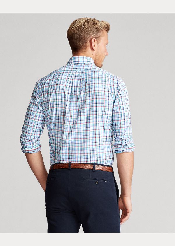 Koszule Ralph Lauren Plaid Performance Twill Shirt Męskie Niebieskie Czerwone Kolorowe | EFTM2113