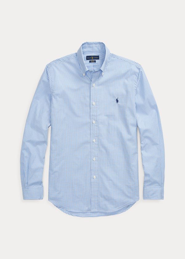 Koszule Ralph Lauren Plaid Poplin Shirt Męskie Niebieskie Białe | CHRW2666