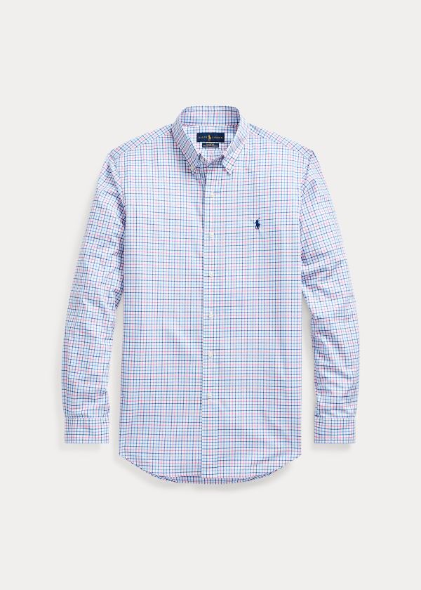 Koszule Ralph Lauren Plaid Poplin Shirt Męskie Różowe Niebieskie Kolorowe | FLAH7161