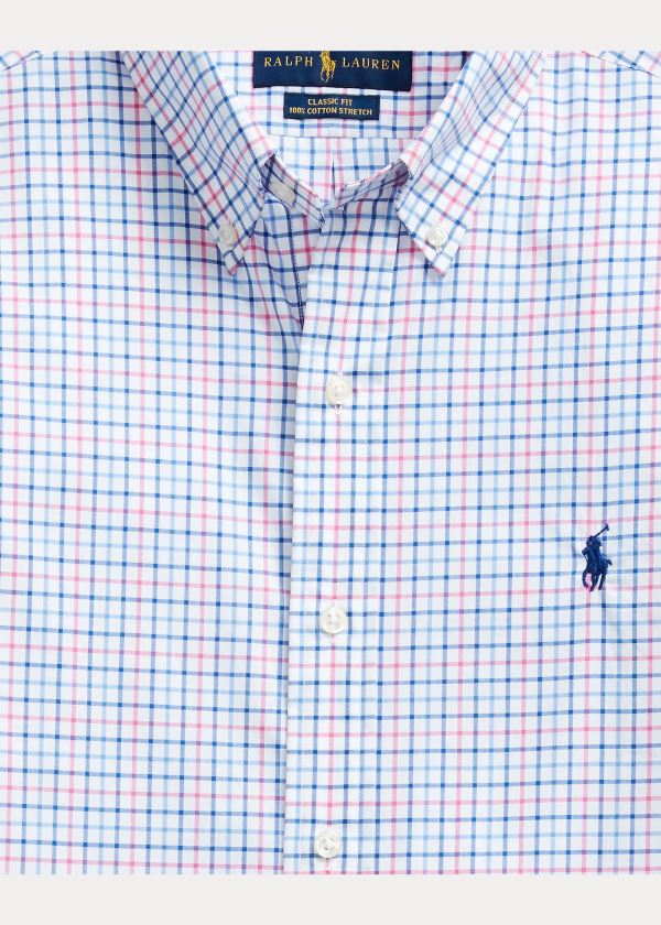 Koszule Ralph Lauren Plaid Poplin Shirt Męskie Różowe Niebieskie Kolorowe | FLAH7161