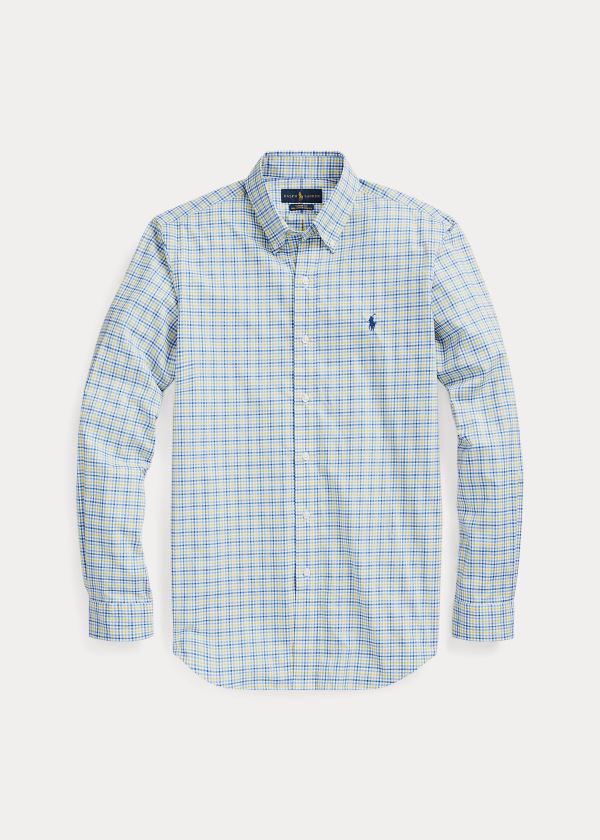 Koszule Ralph Lauren Plaid Poplin Shirt Męskie Niebieskie Żółte Kolorowe | IZAP5489