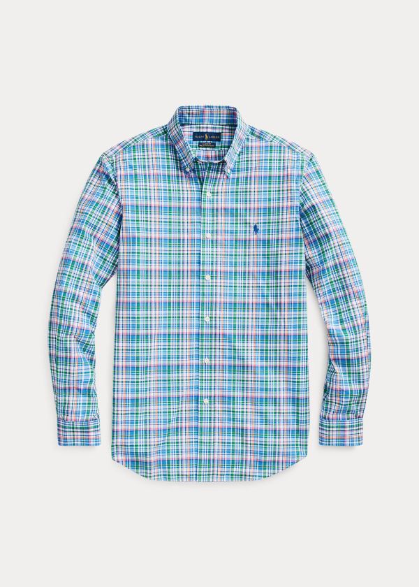 Koszule Ralph Lauren Plaid Poplin Shirt Męskie Niebieskie Różowe Kolorowe | FOZL7548