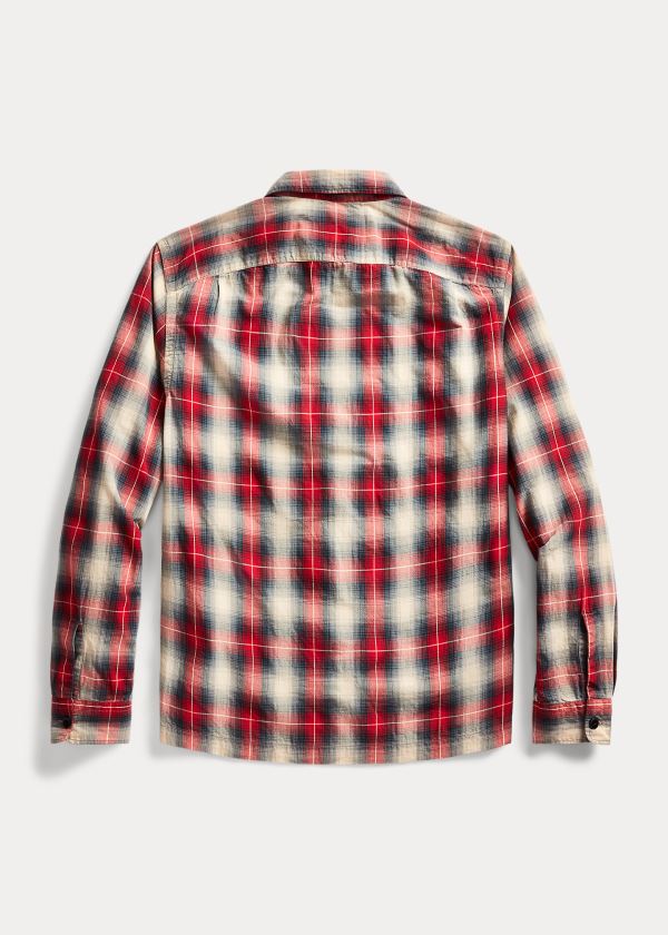 Koszule Ralph Lauren Plaid Twill Camp Shirt Męskie Czerwone Czarne | CHUB9136