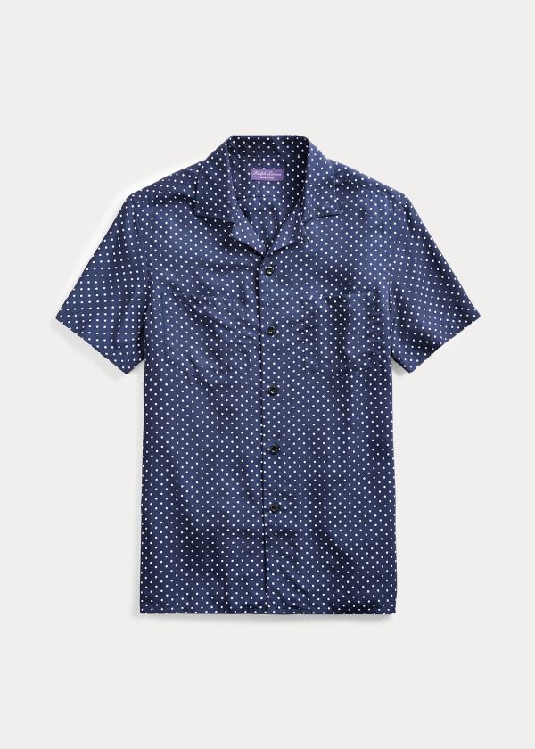 Koszule Ralph Lauren Polka-Dot-Print Shirt Męskie Granatowe Białe | RVFQ2506