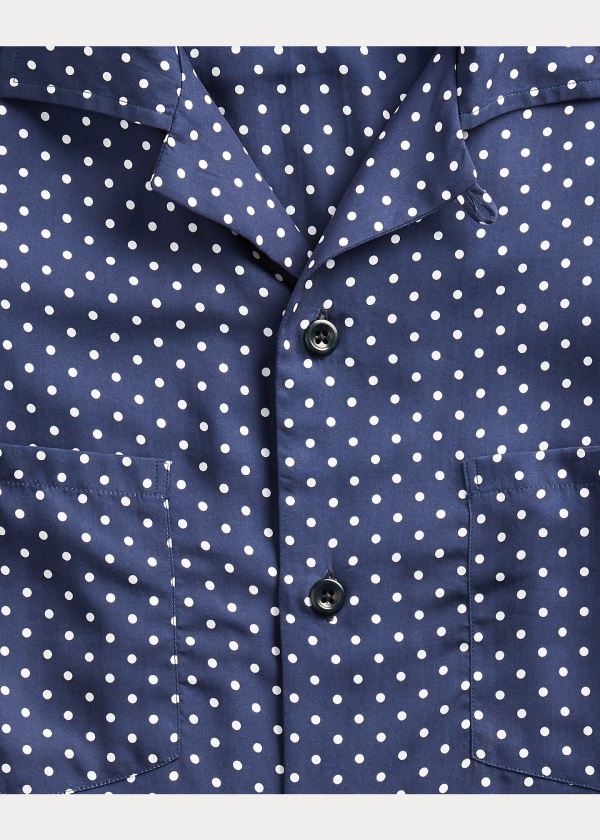 Koszule Ralph Lauren Polka-Dot-Print Shirt Męskie Granatowe Białe | RVFQ2506