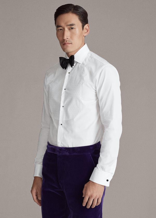 Koszule Ralph Lauren Poplin Tuxedo Shirt Męskie Białe | ZODF2716