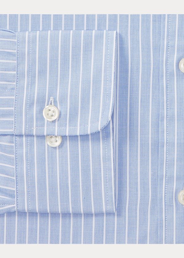 Koszule Ralph Lauren Regent Striped Cotton Shirt Męskie Niebieskie Białe | XIFR6437