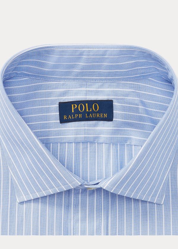 Koszule Ralph Lauren Regent Striped Cotton Shirt Męskie Niebieskie Białe | XIFR6437