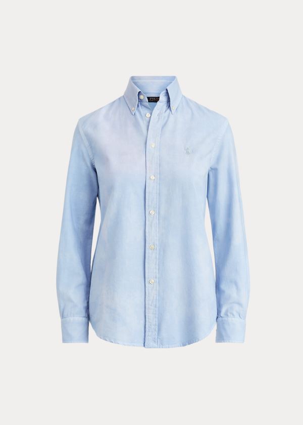 Koszule Ralph Lauren Relaxed Fit Cotton Shirt Damskie Niebieskie | EASX3727