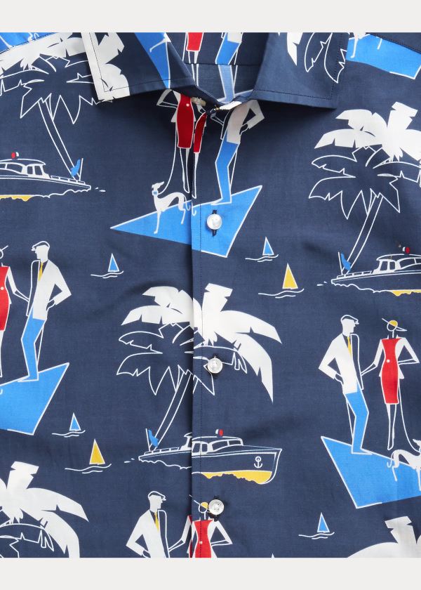 Koszule Ralph Lauren Riviera-Print Shirt Męskie Granatowe | SGIO9996