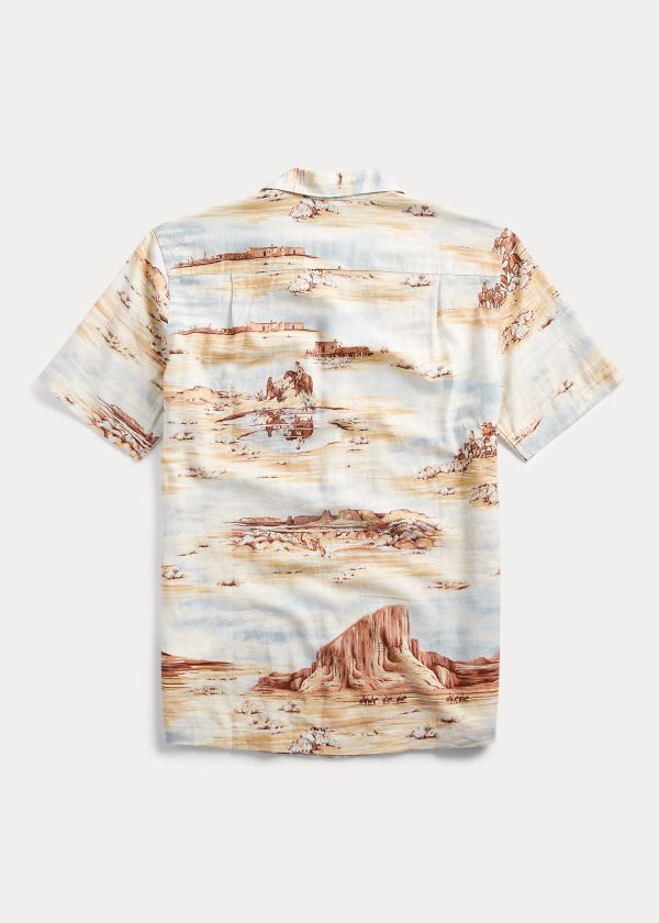 Koszule Ralph Lauren Scenic-Print Linen-Blend Shirt Męskie Kolorowe | BZIJ6957