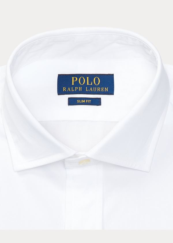 Koszule Ralph Lauren Slim-Fit Cotton Poplin Shirt Męskie Białe | PEWC9921